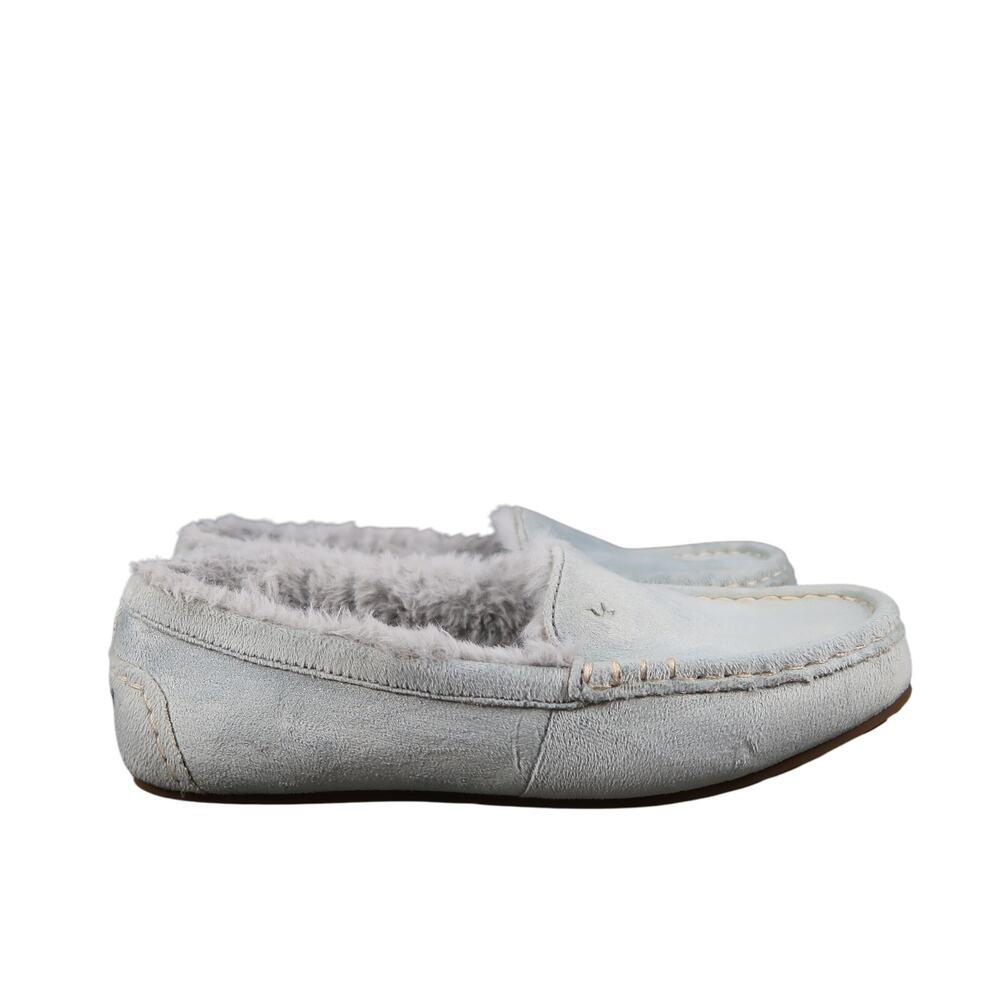 Ugg Shoes Kids 4 Slippers Koolaburra Riley Shimmer Moccasin Loafer Slip On Blue